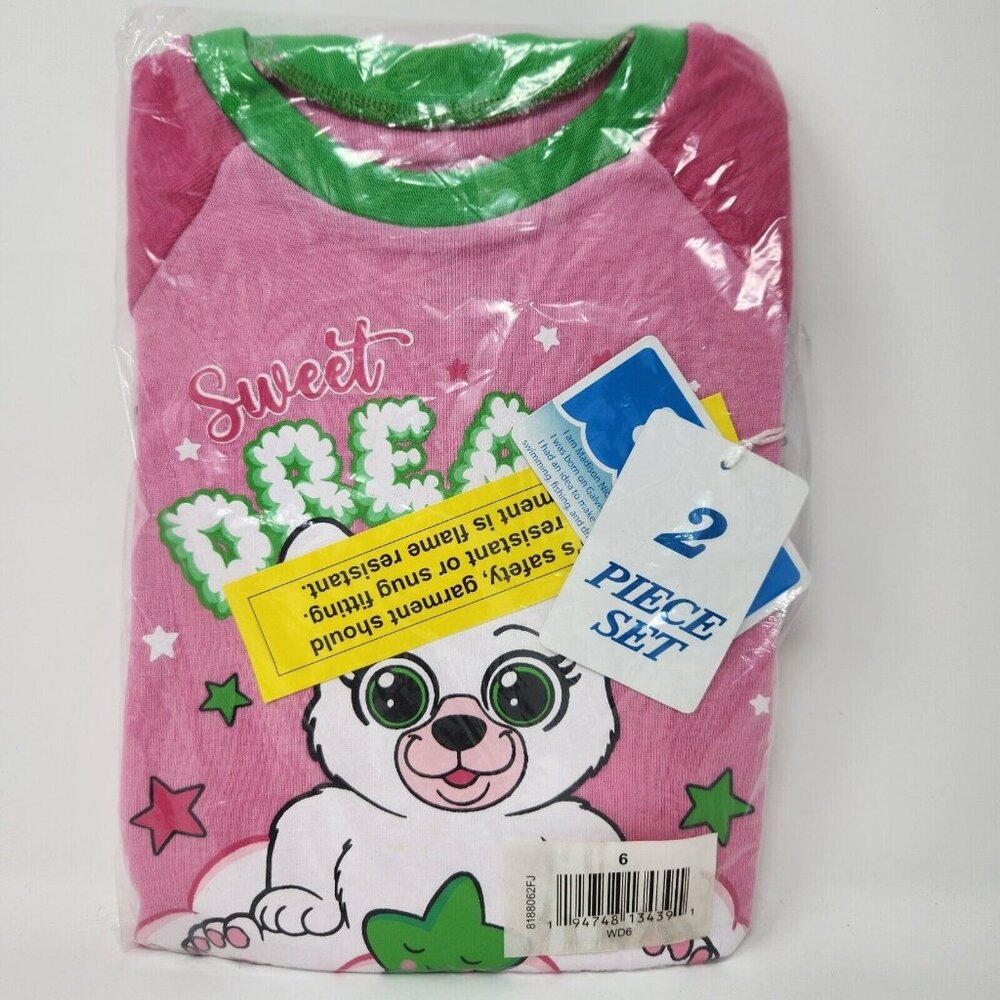 Fish Flops Girls Sweet Dreams Knit Pajama Set Size 6, Pink Long Sleeve